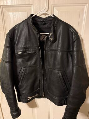 Joe Rocket Black Leather Bomber Motorcycle Jacket